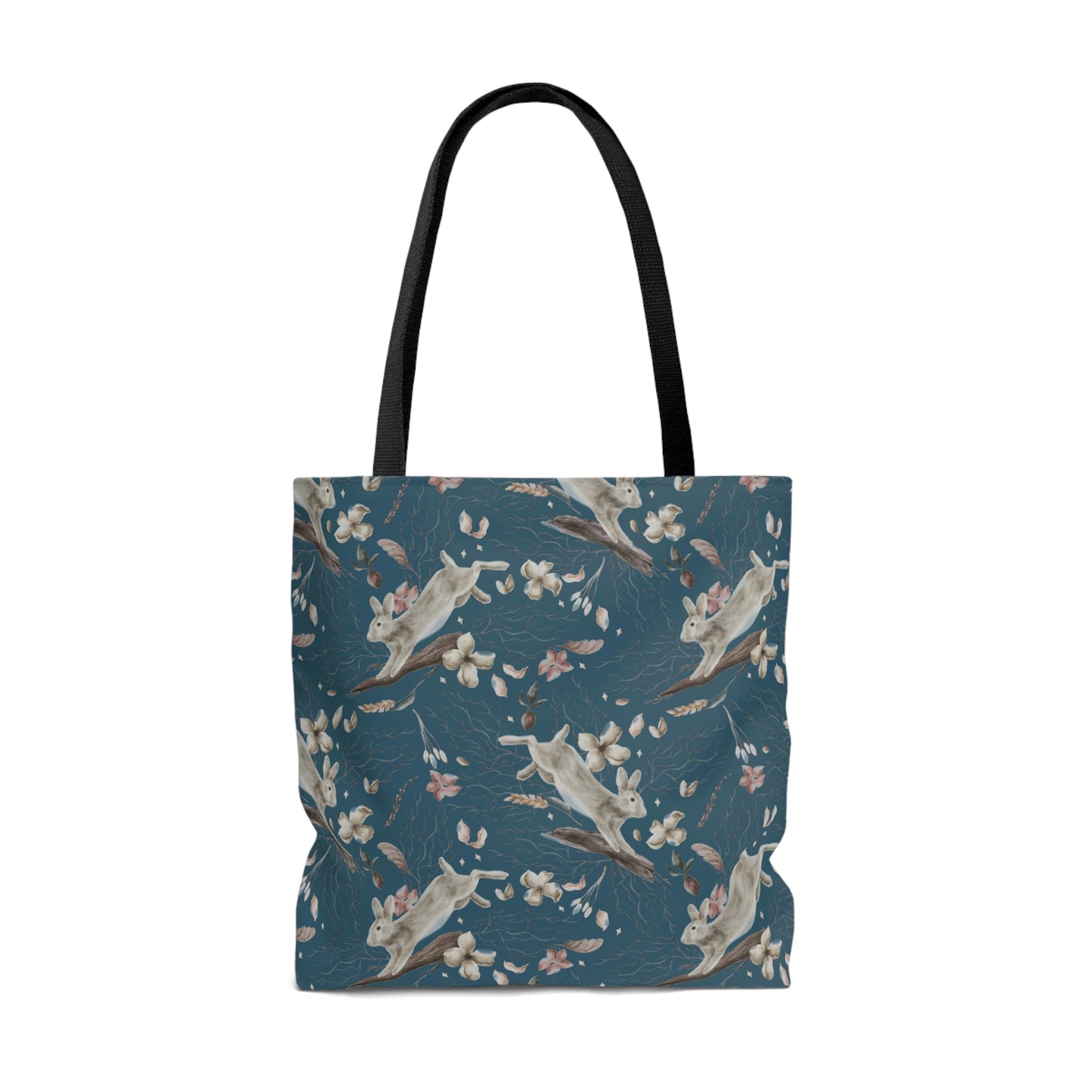 Blue Prancing Rabbits Tote Bag