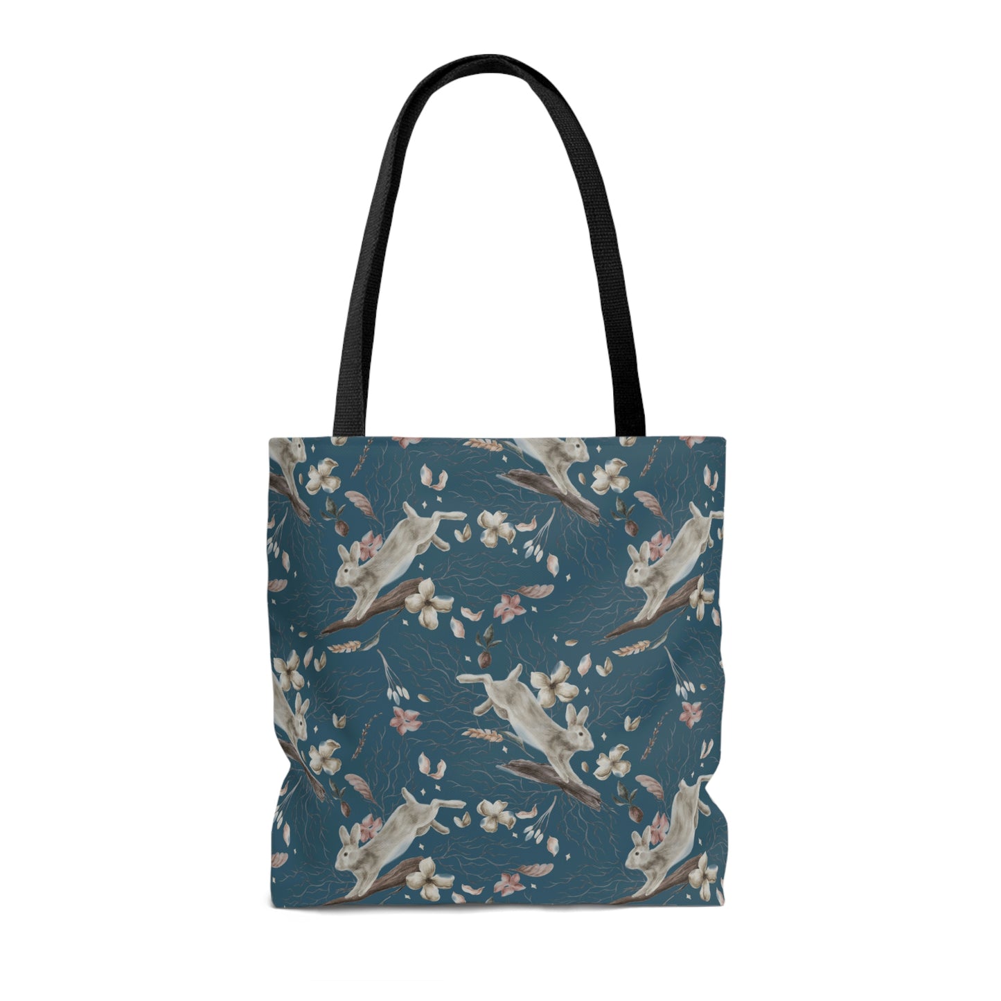 Blue Prancing Rabbits Tote Bag