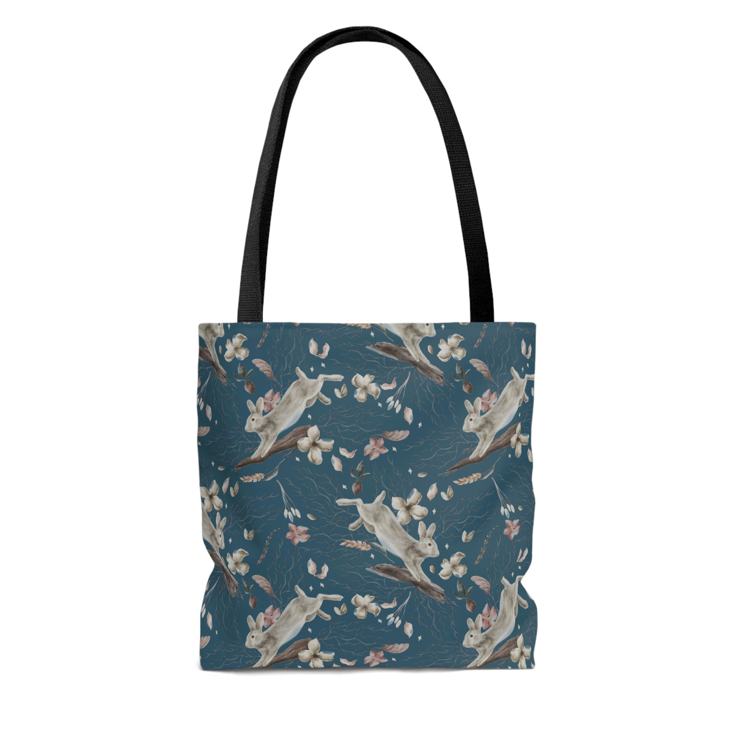 Blue Prancing Rabbits Tote Bag