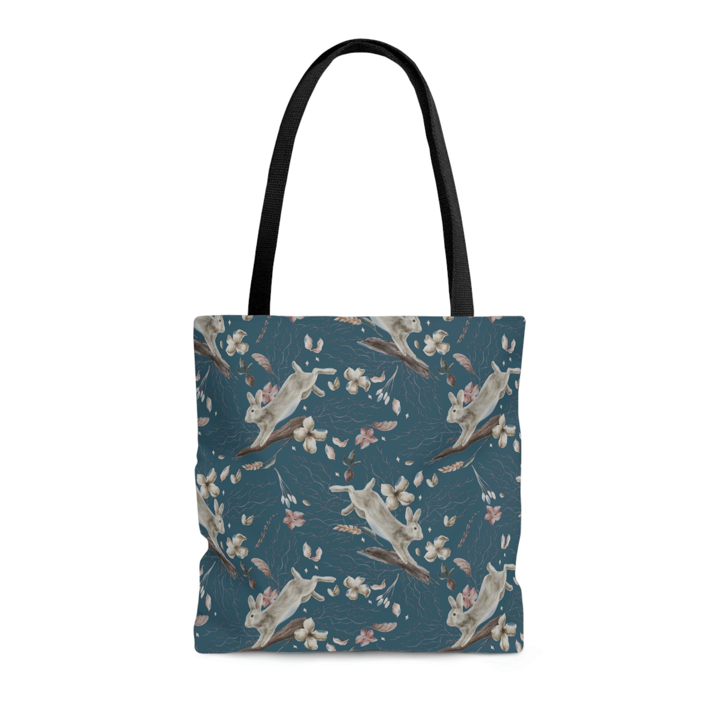 Blue Prancing Rabbits Tote Bag