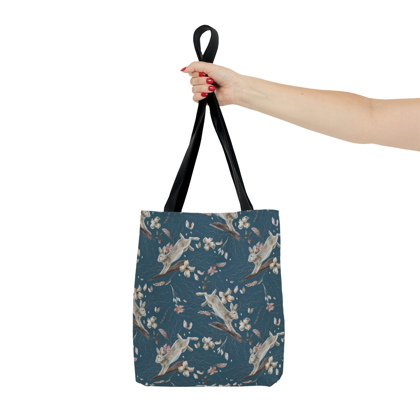 Blue Prancing Rabbits Tote Bag