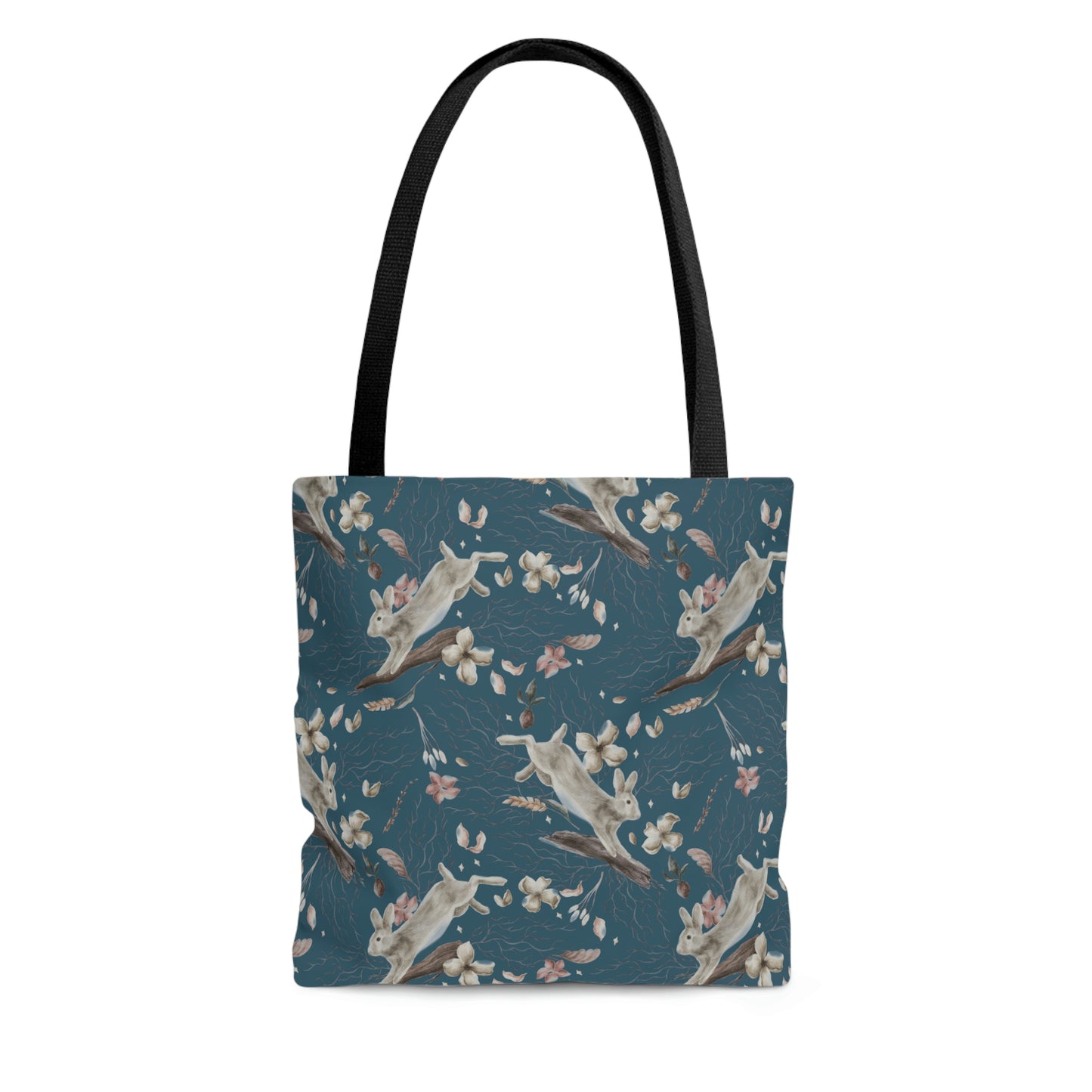 Blue Prancing Rabbits Tote Bag