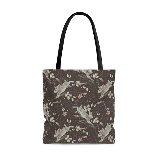 Brown Prancing Rabbits Tote Bag