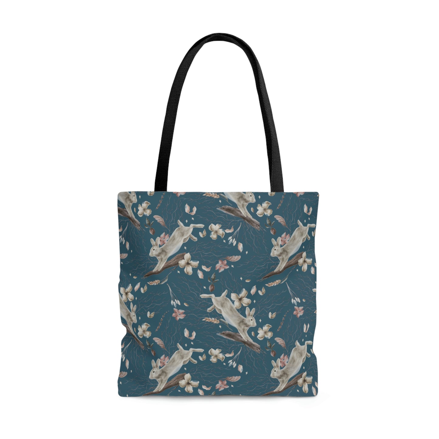 Blue Prancing Rabbits Tote Bag